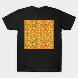 Loose Sunflower Pattern with an orange background T-Shirt
